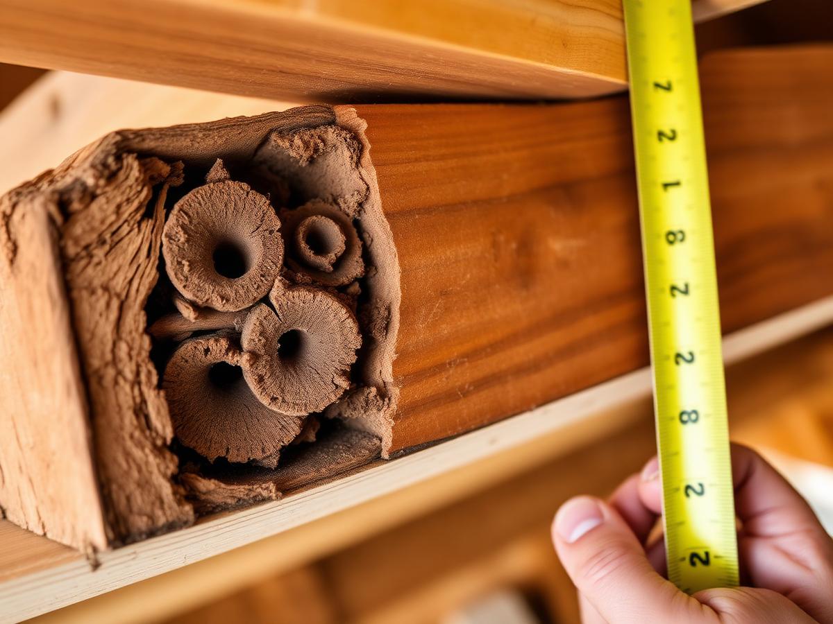 Termite damage repair to a hollowed-out wood beam in an Orange County, California home by J&J Wood Repairs